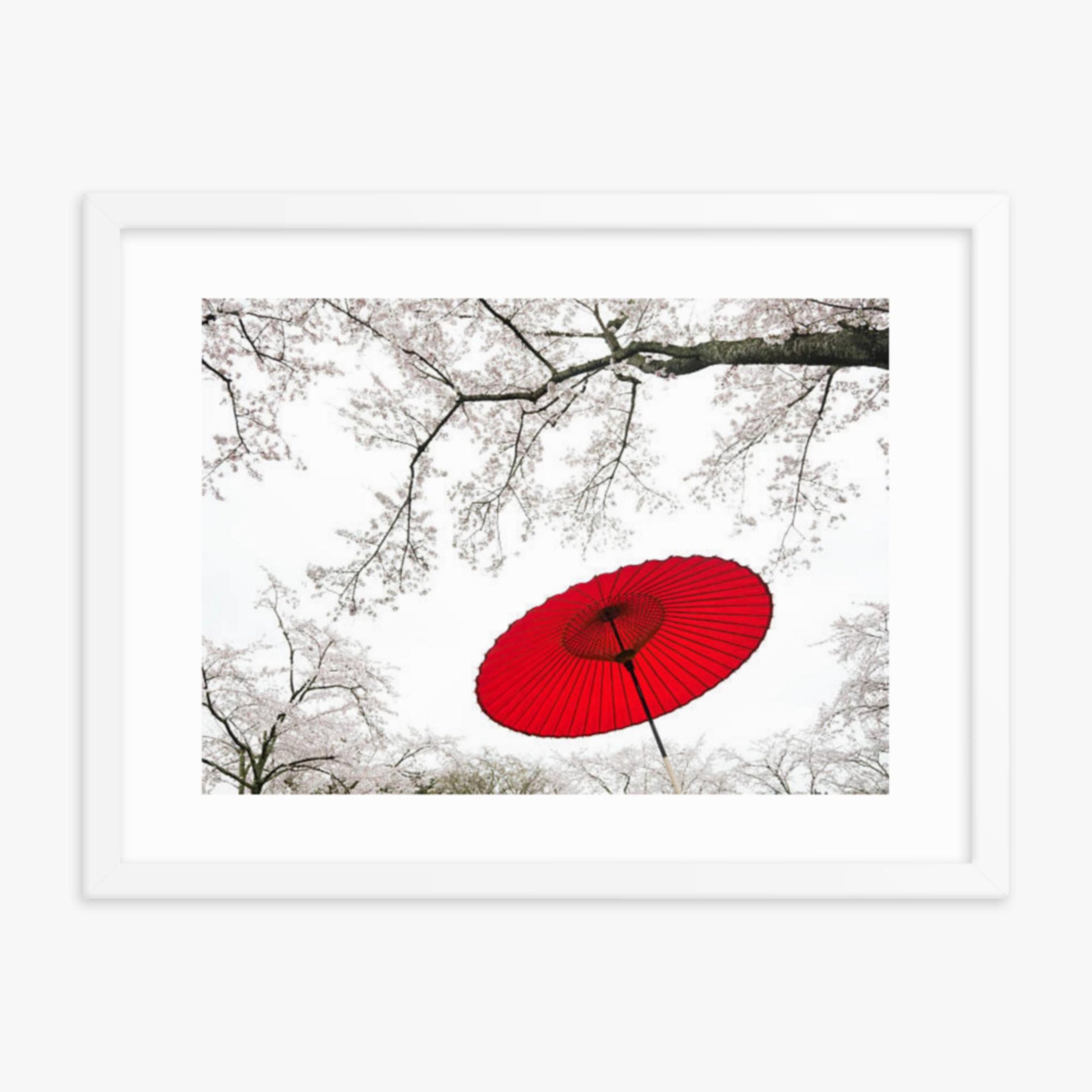 Japanese Umbrella 18x24 in Poster With White Frame