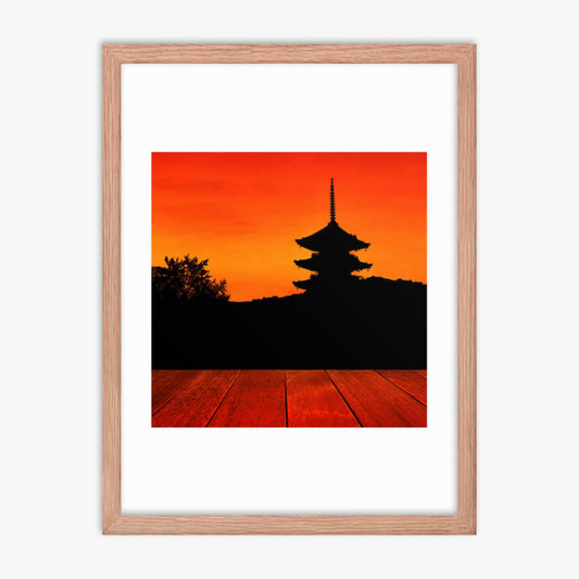 Sunset 18x24 in Poster With Oak Frame
