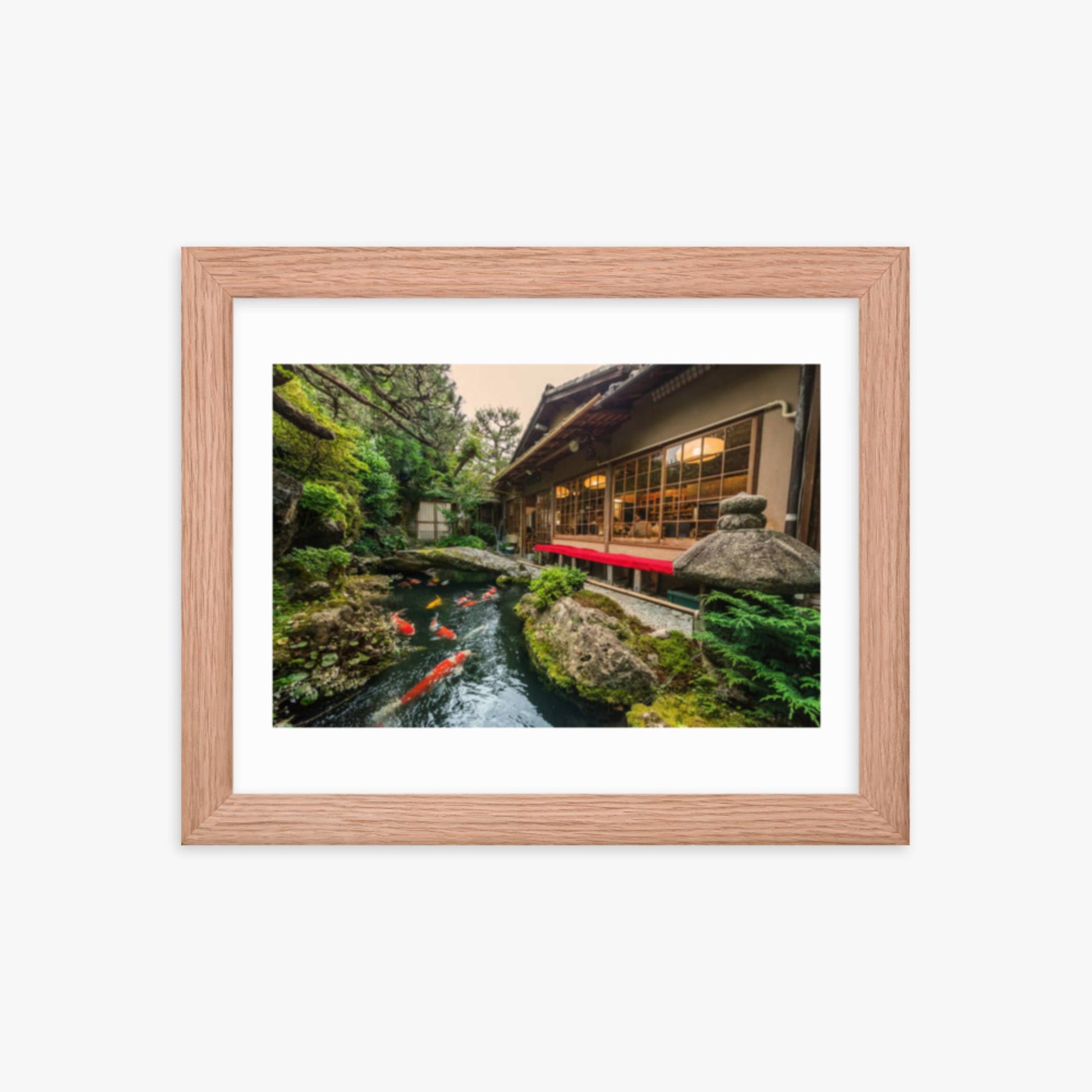 Traditional Japanese Koi Pond in Kyoto Japan 8x10 in Poster With Oak Frame