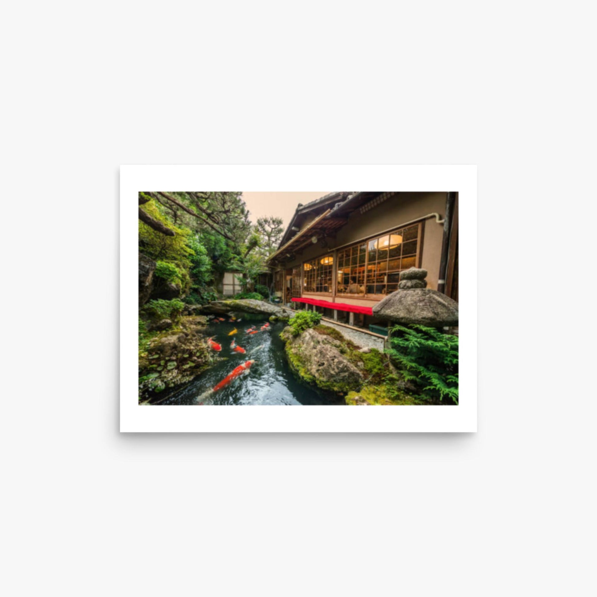 Traditional Japanese Koi Pond in Kyoto Japan 12x16 in Poster