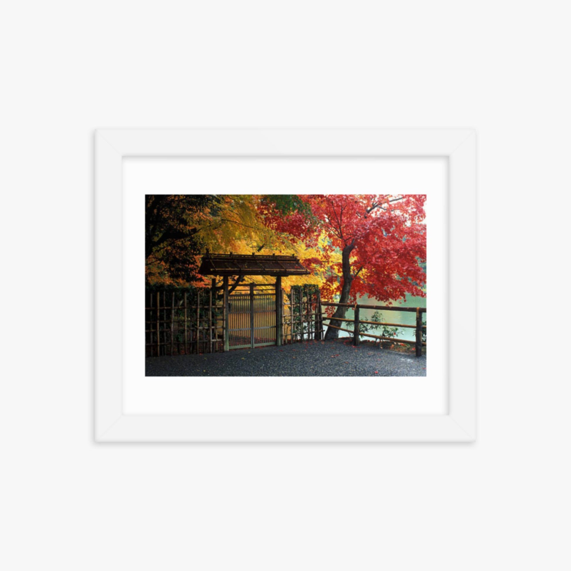 Entrace to Japanese Garden With Autumn Trees 8x10 in Poster With White Frame