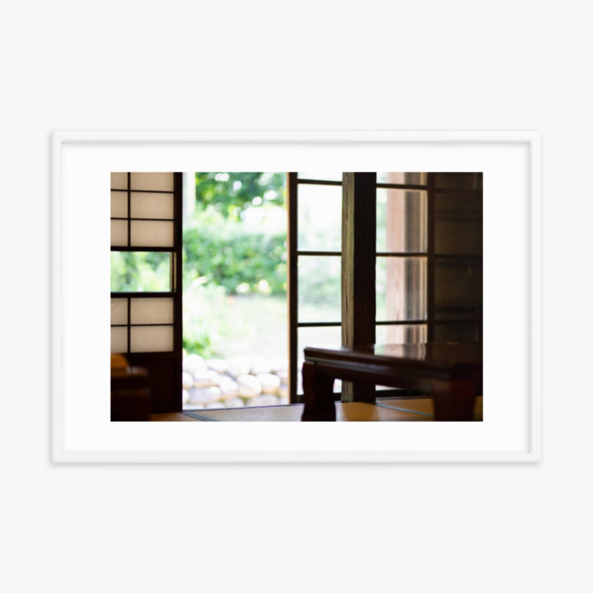 The edge and the garden seen from the Japanese room 24x36 in Poster With White Frame