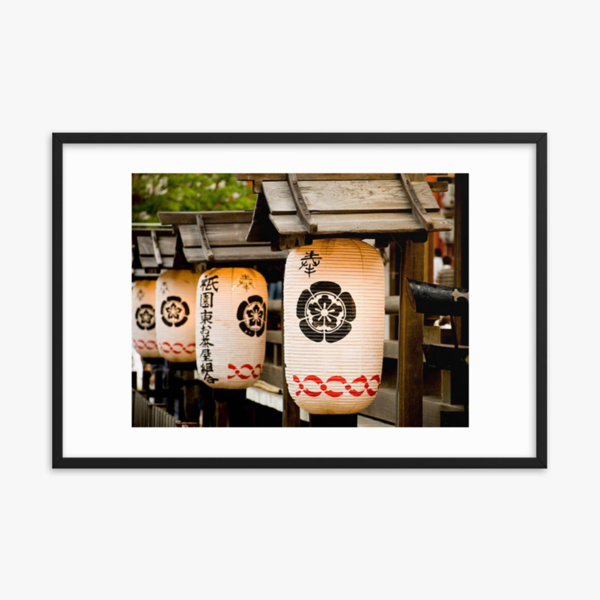 Japanese lanterns 24x36 in Poster With Black Frame