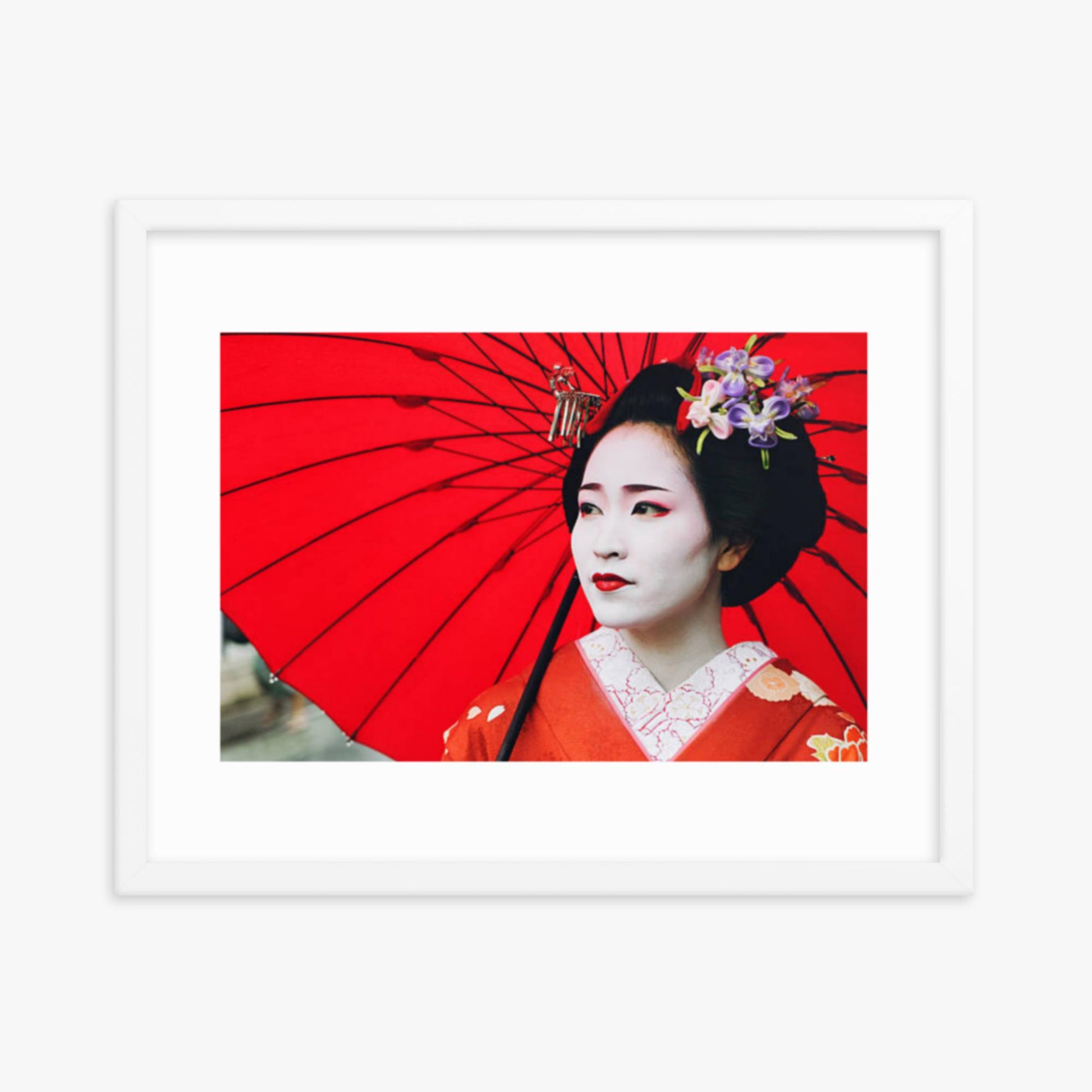 Maiko Girl Portrait 16x20 in Poster With White Frame