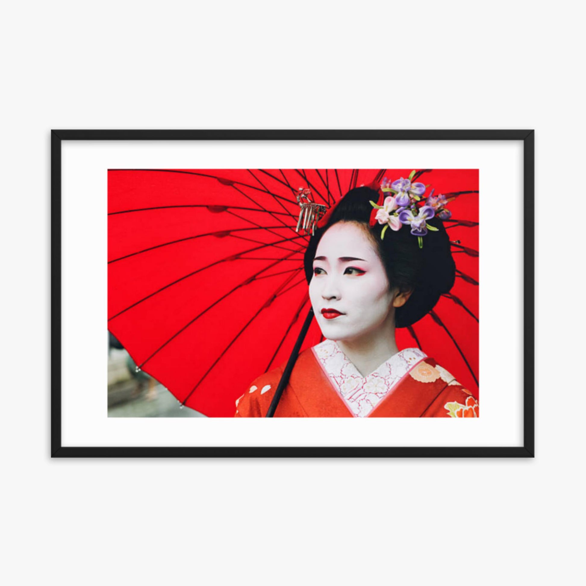 Maiko Girl Portrait 24x36 in Poster With Black Frame