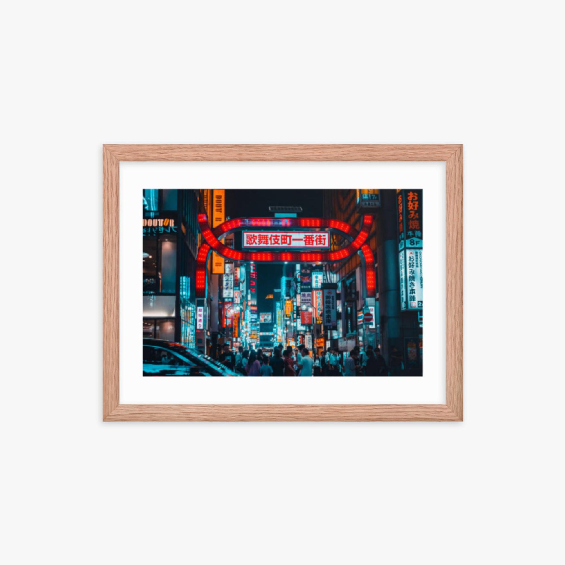 Kabukicho, Shinjuku at night 12x16 in Poster With Oak Frame