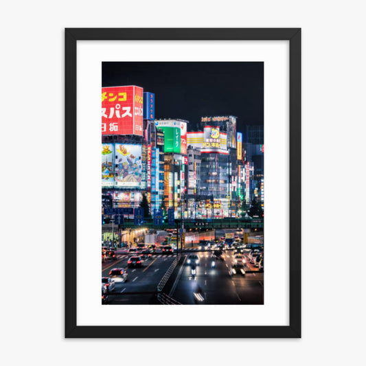 Shinjuku Streets at Night 18x24 in Poster With Black Frame