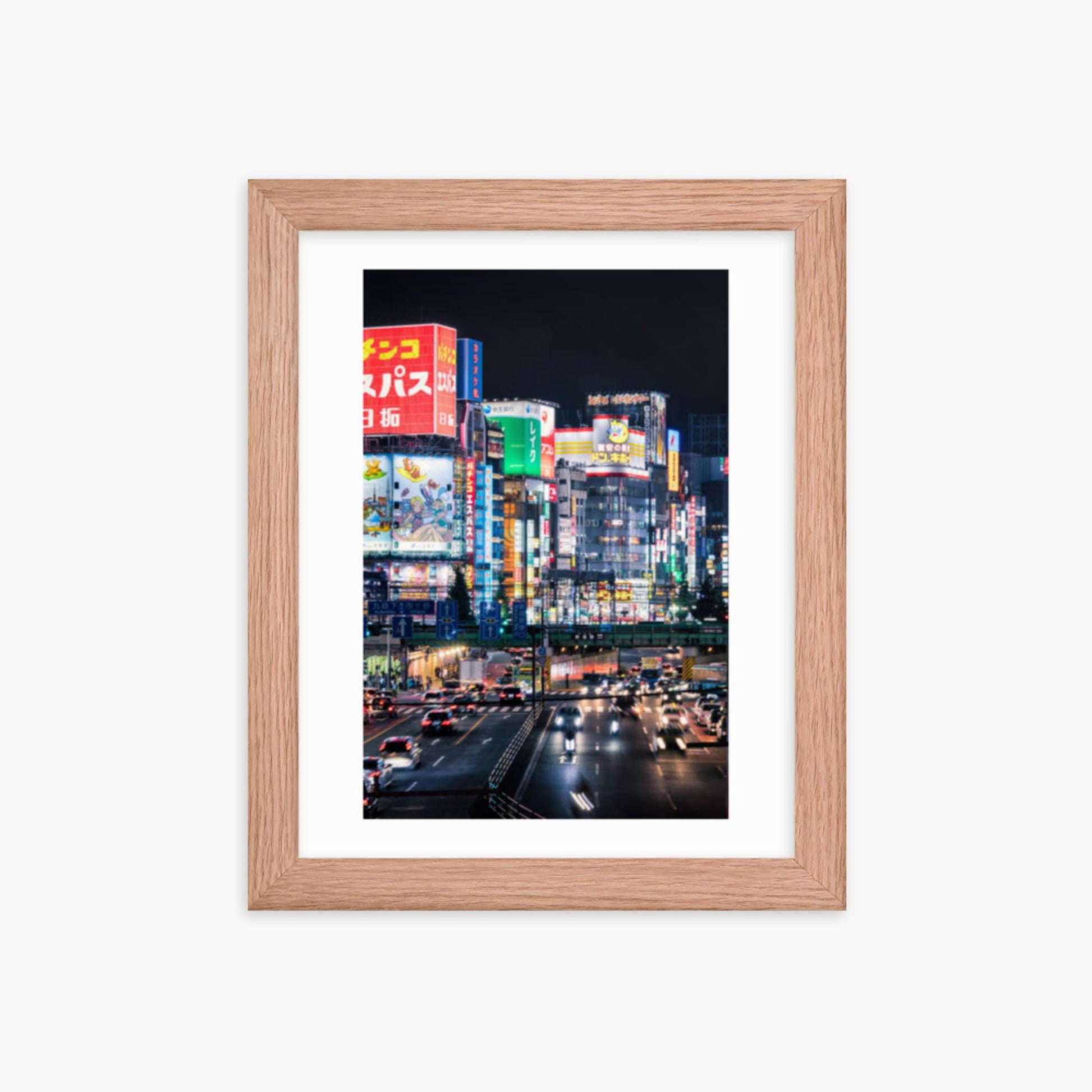 Shinjuku Streets at Night 8x10 in Poster With Oak Frame