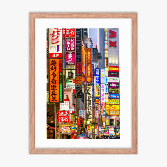 Tokyo Shinjuko District, Japan 18x24 in Poster With Oak Frame