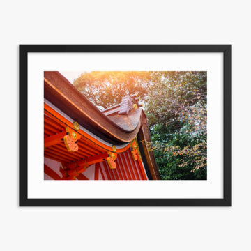 Japan style shrine red rood temple closeup 18x24 in Poster With Black Frame