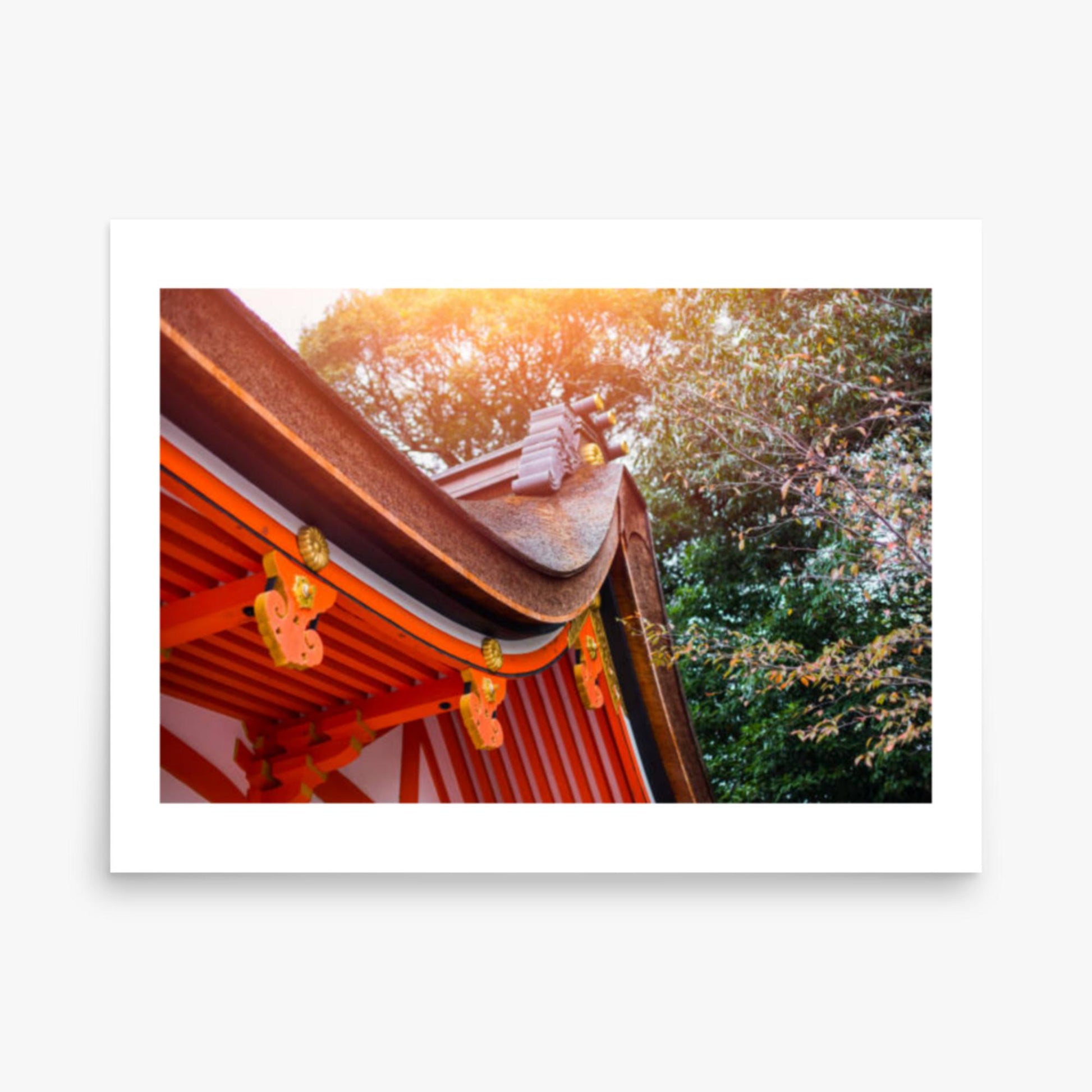 Japan style shrine red rood temple closeup 18x24 in Poster