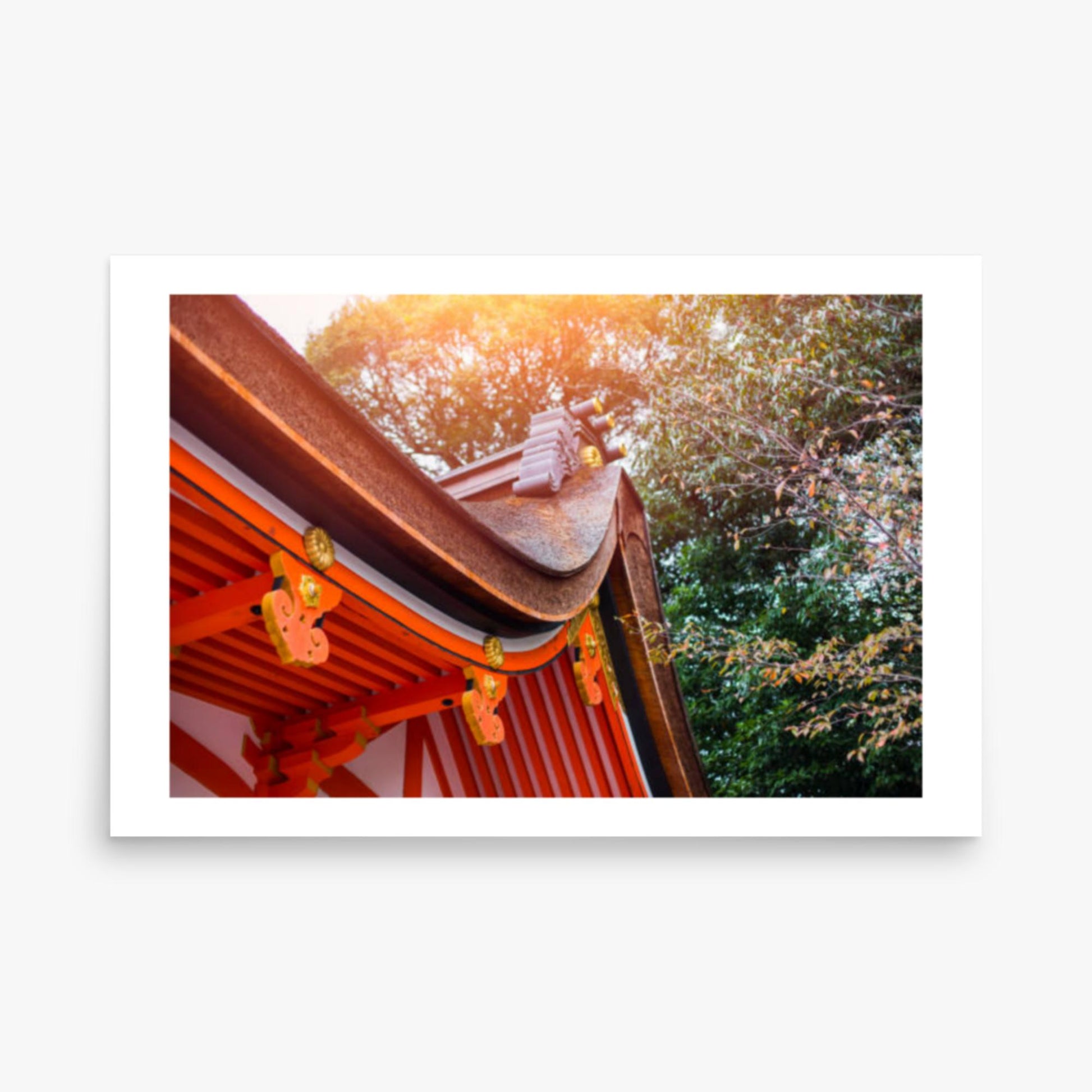 Japan style shrine red rood temple closeup 24x36 in Poster