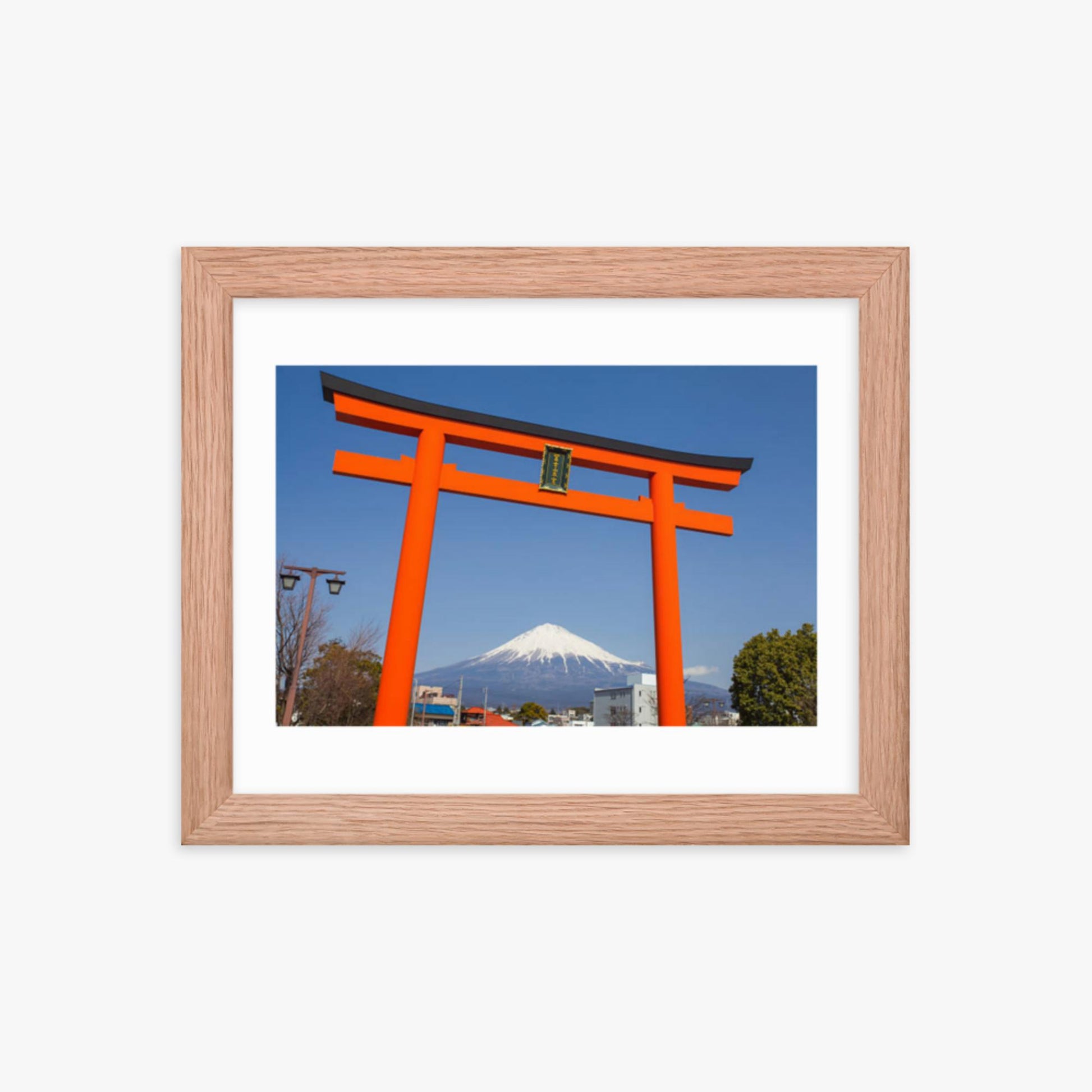 Mount Fuji 8x10 in Poster With Oak Frame