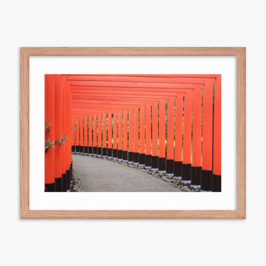 Typical Japanese Shrine Gate 18x24 in Poster With Oak Frame