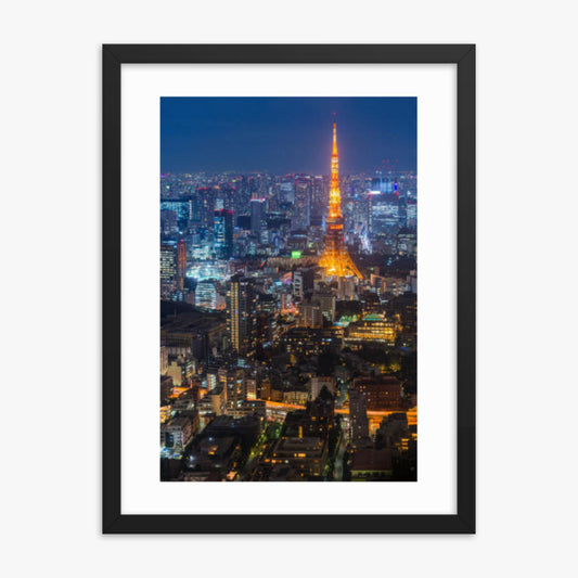 Tokyo Tower illuminated 18x24 in Poster With Black Frame