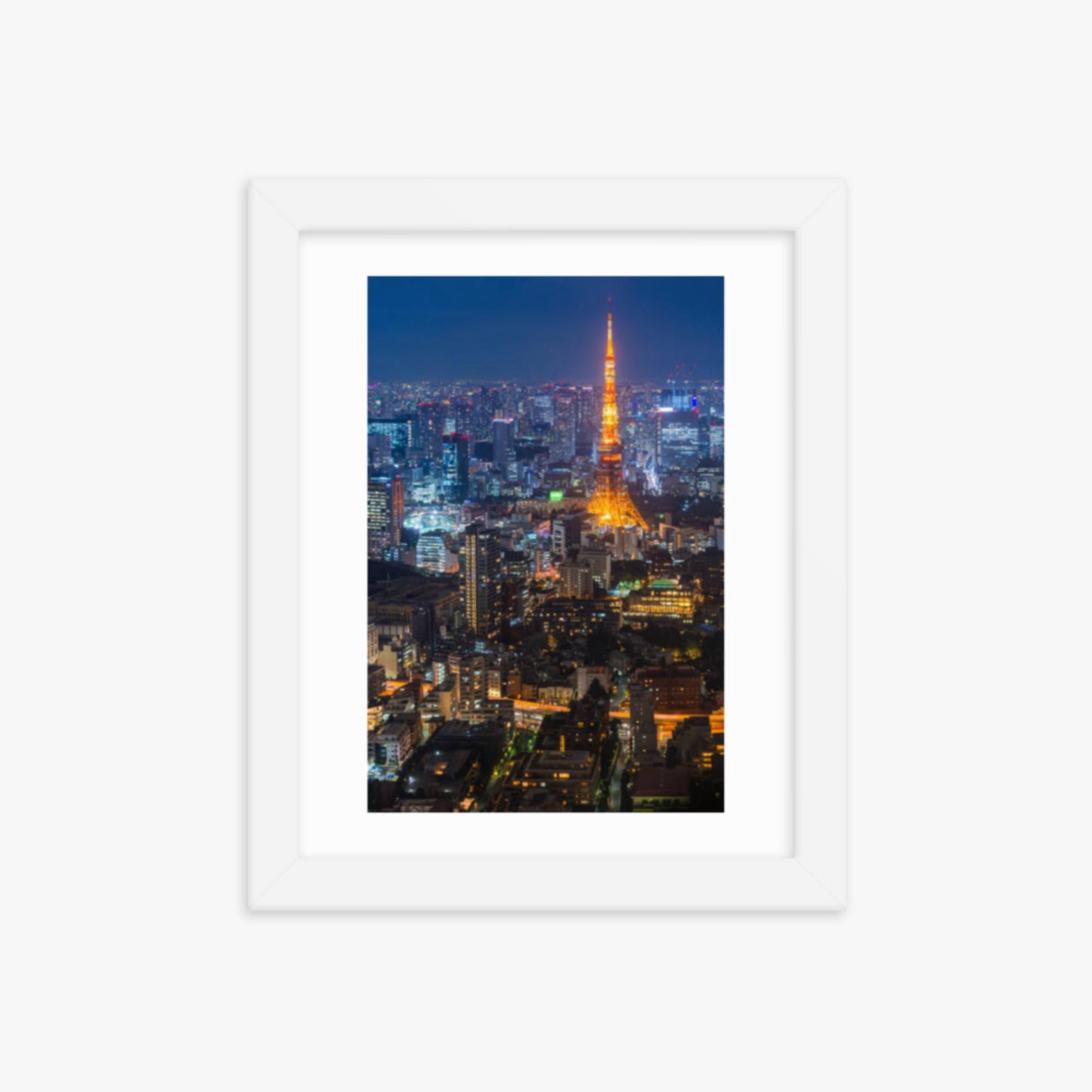 Tokyo Tower illuminated 8x10 in Poster With White Frame