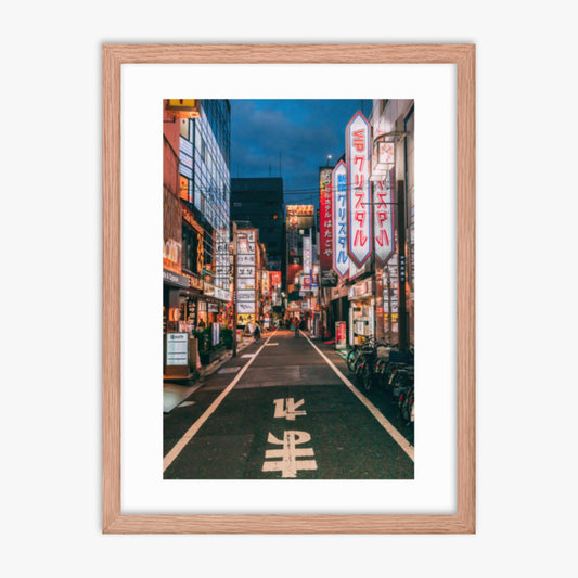 Tokyo´s famous Shunjuku district 18x24 in Poster With Oak Frame