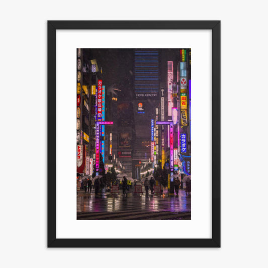 Snowy Shinjuku 18x24 in Poster With Black Frame