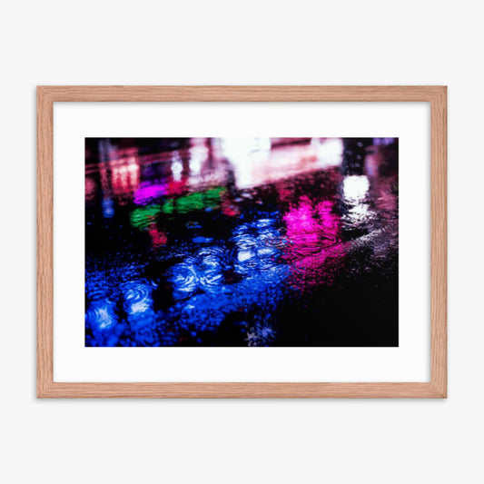 Rainy Night 18x24 in Poster With Oak Frame